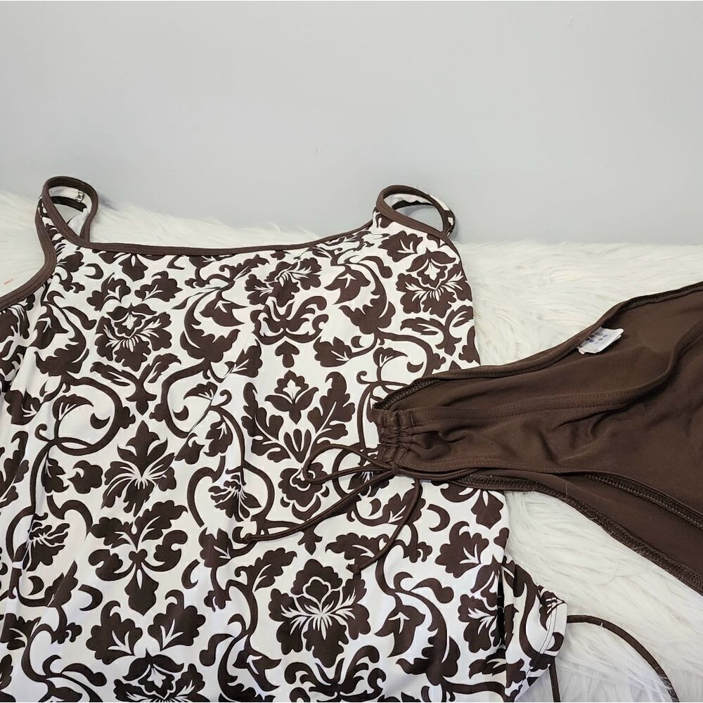 Croft and Barrow top size 14 Apt 9 bottom size 10 tankini brown